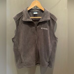 Columbia fleece vest large gray pockets zip up winter casual coat outerwear mens